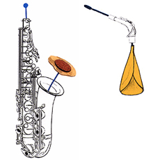 Cleaning a saxophone, drawing
